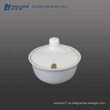 Restaurante Usado Pure White Pequena Capacidade Fine Bone China Branco Cerâmica Relish Dish With Lid